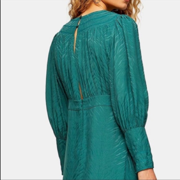 NWT Topshop Green Jacquard Midi dress Prairie dress size 4 - Picture 5 of 16
